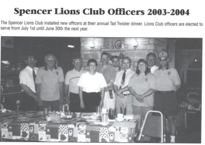 Spencer Lions Club Officers 2003-2004
